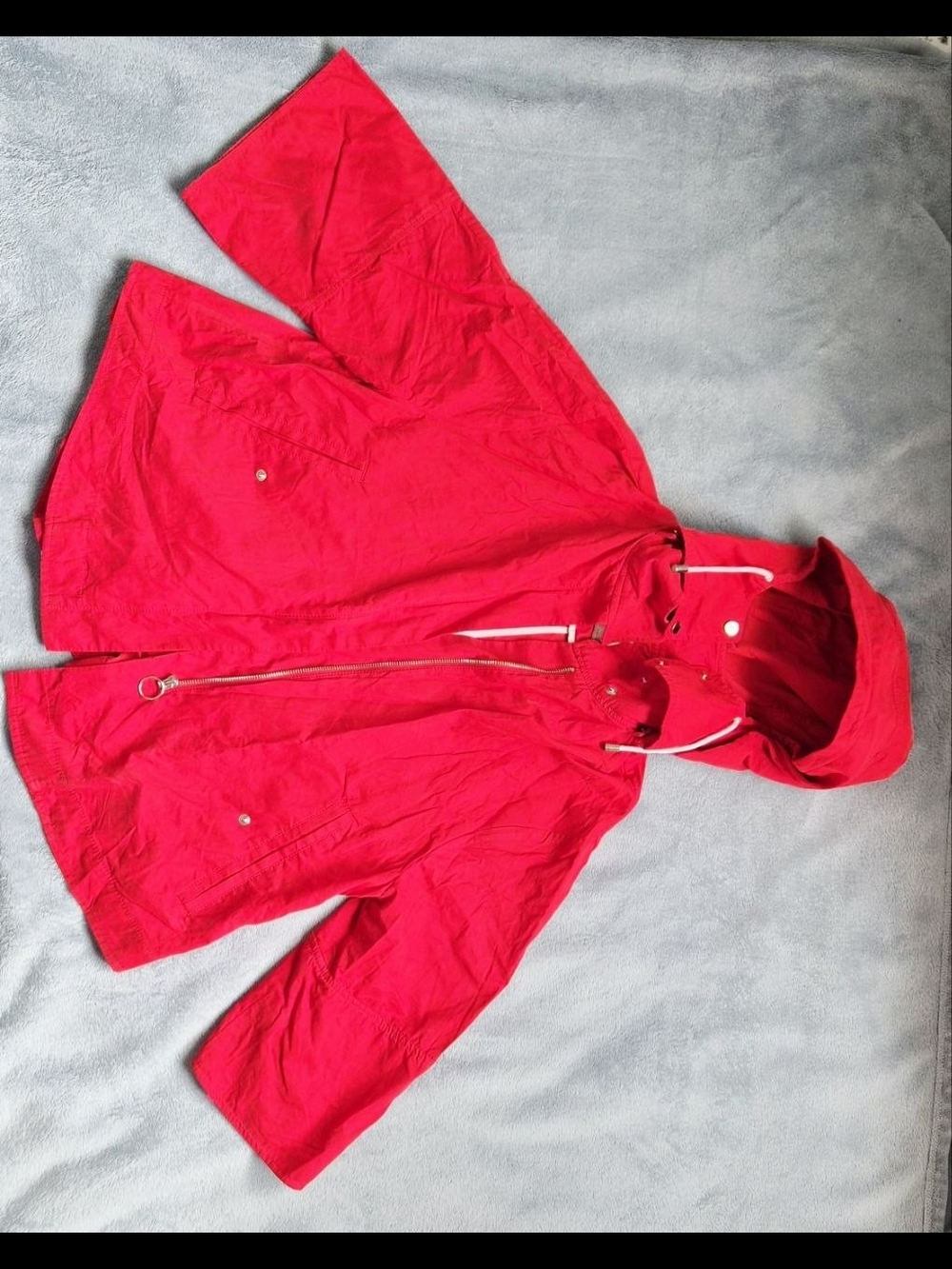 Zara Hooded Raincoat Red Small Pre Loved
